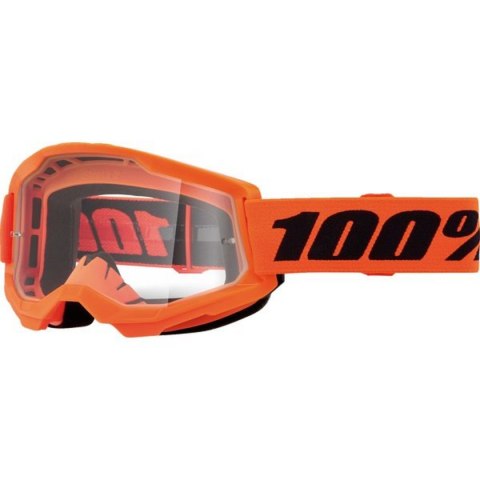 100 PROCENT GOGLE STRATA 2 YOUTH JUNIOR NEON ORANGE - CLEAR LENS - KOLOR POMARAŃCZOWY/CZARNY SZYBKA PRZEŹROCZYSTA