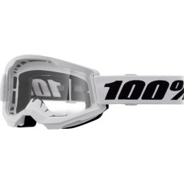 100 PROCENT GOGLE STRATA 2 YOUTH JUNIOR WHITE - CLEAR LENS - KOLOR BIAŁY/CZARNY SZYBKA PRZEŹROCZYSTA