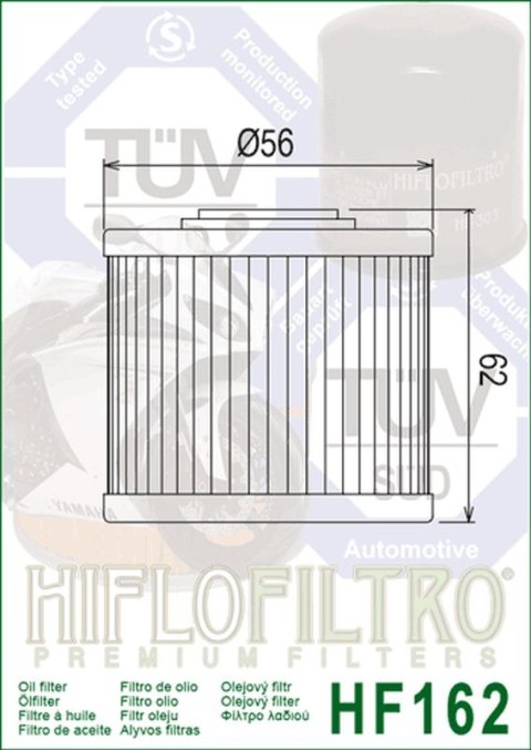 HIFLO FILTR OLEJU HF 162 BMW R 1300 GS '22-'24 (OEM: 11427105320) HIFLO FILTR OLEJU HF 162 BMW R 1300 GS '22-'24 (OEM: 11427105320)