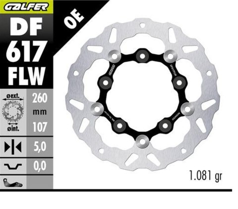 GALFER TARCZA HAMULCOWA TYŁ KTM 890SMT '23-'25 (WAVE FLOATING) (260X107X5MM) GALFER TARCZA HAMULCOWA TYŁ KTM 890SMT '23-'25 (WAVE FLOATING) (260X107X5MM)