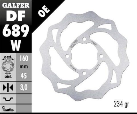 GALFER TARCZA HAMULCOWA TYŁ KTM 65 SX '98-'22, GAS GAS MC 65 '21-22 (160X45X3) (4X6,5MM) WAVE GALFER TARCZA HAMULCOWA TYŁ KTM 65 SX '98-'22, GAS GAS MC 65 '21-22 (160X45X3) (4X6,5MM) WAVE