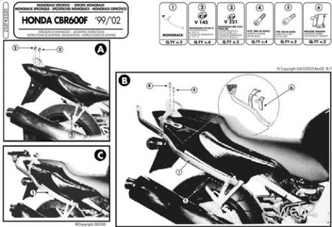 KAPPA STELAŻ KUFRA CENTRALNEGO HONDA CBR 600F (99-02) ( BEZ PŁYTY ) KAPPA STELAŻ KUFRA CENTRALNEGO HONDA CBR 600F (99-02) ( BEZ PŁYTY )