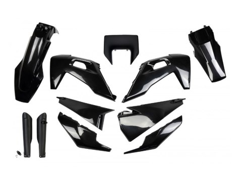 UFO KOMPLET PLASTIKÓW (FULL KIT) Z OSŁONAMI TELESKOPÓW (AMORTYZATORÓW) HUSQVARNA TX / TE 125 / 150 / 250 / 300 '20-'22, FE 250 /