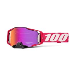 100 PROCENT GOGLE ARMEGA HIPER KLOUG - MIRROR DARK RED LENS - KOLOR RÓŻOWY/BIAŁY/CZARNY SZYBKA CZERWONE LUSTRO