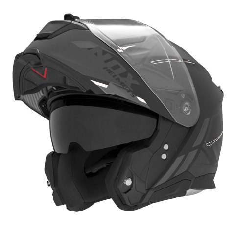 NOX KASK SZCZĘKOWY (FLIP-UP) Z BLENDĄ N967 SYNCHRO KOLOR CZARNY/BIAŁY/SZARY MAT ROZMIAR XL NOX KASK SZCZĘKOWY (FLIP-UP) Z BLENDĄ N967 SYNCHRO KOLOR CZARNY/BIAŁY/SZARY MAT ROZMIAR XL