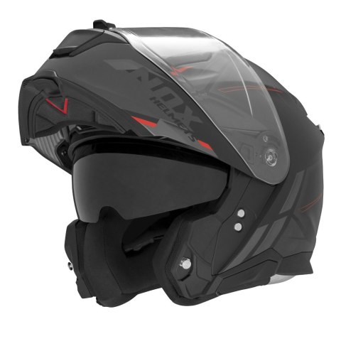 NOX KASK SZCZĘKOWY (FLIP-UP) Z BLENDĄ N967 SYNCHRO KOLOR CZARNY/CZERWONY/SZARY MAT ROZMIAR L NOX KASK SZCZĘKOWY (FLIP-UP) Z BLENDĄ N967 SYNCHRO KOLOR CZARNY/CZERWONY/SZARY MAT ROZMIAR L
