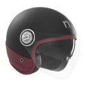 NOX PREMIUM KASK OTWARTY JET HERITAGE LEATHER KOLOR CZARNY MAT/CZERWONY ROZMIAR L