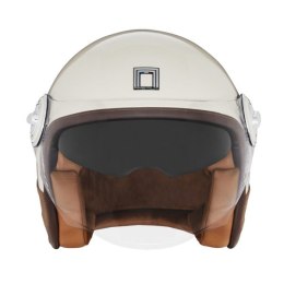 NOX PREMIUM KASK OTWARTY JET HERITAGE LEATHER KOLOR KREMOWY/BRĄZOWY ROZMIAR M