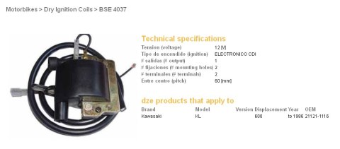 DZE CEWKA ZAPŁONOWA KAWASAKI KLR 600 '84-'94 (21121-1116) DZE CEWKA ZAPŁONOWA KAWASAKI KLR 600 '84-'94 (21121-1116)