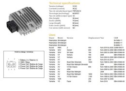 DZE REGULATOR NAPIĘCIA YAMAHA XT 250 '13-'14; YBR 250 '07-'09; XV 650 DRAG STAR '98-'00; XV 1600 ROAD STAR '99-03 (OEM-5BN-81960