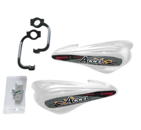ACCEL OSŁONY RĄK (HANDBARY) Z MOCOWANIEM ALUMINIOWYM MX (22+28MM) (ALU-CZARNY, PLASTIK-BIAŁY) ACCEL OSŁONY RĄK (HANDBARY) Z MOCOWANIEM ALUMINIOWYM MX (22+28MM) (ALU-CZARNY, PLASTIK-BIAŁY)