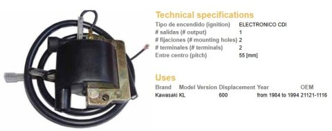 DZE CEWKA ZAPŁONOWA KAWASAKI KLR 600 '84-'94 (21121-1116) DZE CEWKA ZAPŁONOWA KAWASAKI KLR 600 '84-'94 (21121-1116)
