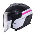 CABERG KASK OTWARTY JET Z BLENDĄ MODEL SOHO ZEPHYR KOLOR CZARNY MAT/BIAŁY/FUKSJA (INTENSYWNY ODCIEŃ RÓŻOWEGO) ROZMIAR S