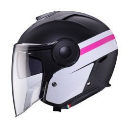CABERG KASK OTWARTY JET Z BLENDĄ MODEL SOHO ZEPHYR KOLOR CZARNY MAT/BIAŁY/FUKSJA (INTENSYWNY ODCIEŃ RÓŻOWEGO) ROZMIAR S