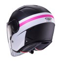 CABERG KASK OTWARTY JET Z BLENDĄ MODEL SOHO ZEPHYR KOLOR CZARNY MAT/BIAŁY/FUKSJA (INTENSYWNY ODCIEŃ RÓŻOWEGO) ROZMIAR S