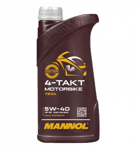 MANNOL OLEJ SILNIKOWY 4T MOTORBIKE 5W40 1L SYNTETYCZNY ESTER TECHNOLOGY (JASO MA/MA2) (7814) (20) MANNOL OLEJ SILNIKOWY 4T MOTORBIKE 5W40 1L SYNTETYCZNY ESTER TECHNOLOGY (JASO MA/MA2) (7814) (20)
