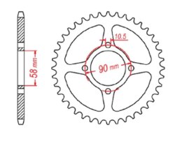 MTX PARTS ZĘBATKA TYLNA 4669 45 HONDA CBR 125 '11-17, CB 125F (GLR125) '15-'17 (JTR1221.45) (ŁAŃC. 428) ( OTWÓR NA ŚRUBĘ 10,5MM 