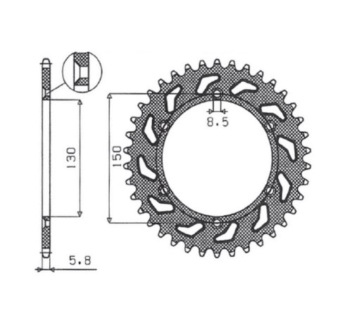 SUNSTAR ZĘBATKA TYLNA ALUMINIOWA (ERGAL) 270 51 YAMAHA YZ/YZF/WRF '99-'24 (JTR251.51) (ŁAŃC. 520) (27051JT) KOLOR CZARNY