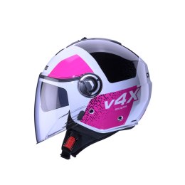 CABERG KASK OTWARTY JET Z BLENDĄ MODEL RIVIERA V4X ALPHA KOLOR BIAŁY/CZARNY/FUKSJA (INTENSYWNY ODCIEŃ RÓŻOWEGO) ROZMIAR M
