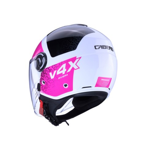 CABERG KASK OTWARTY JET Z BLENDĄ MODEL RIVIERA V4X ALPHA KOLOR BIAŁY/CZARNY/FUKSJA (INTENSYWNY ODCIEŃ RÓŻOWEGO) ROZMIAR S CABERG KASK OTWARTY JET Z BLENDĄ MODEL RIVIERA V4X ALPHA KOLOR BIAŁY/CZARNY/FUKSJA (INTENSYWNY ODCIEŃ RÓŻOWEGO) ROZMIAR S