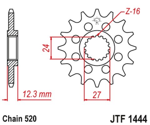 JT ZĘBATKA PRZEDNIA 2310 16 SUZUKI GSXR 1000 '17-20' (231016JT) (ŁAŃC. 520) KONWERSJA JT ZĘBATKA PRZEDNIA 2310 16 SUZUKI GSXR 1000 '17-20' (231016JT) (ŁAŃC. 520) KONWERSJA