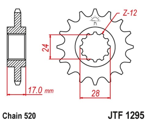 JT ZĘBATKA PRZEDNIA 295M 14 HONDA CBR 600 F2/F3 '91-98' (295M14JT) (ŁAŃC. 520) KONWERSJA JT ZĘBATKA PRZEDNIA 295M 14 HONDA CBR 600 F2/F3 '91-98' (295M14JT) (ŁAŃC. 520) KONWERSJA