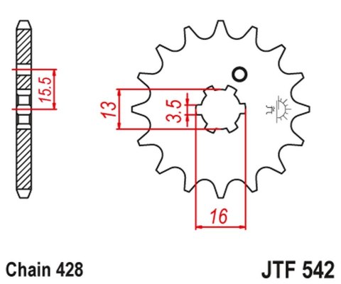 JT ZĘBATKA PRZEDNIA 542 14 YAMAHA DT 80 MX-S '83-84' (54214JT) (ŁAŃC. 428)