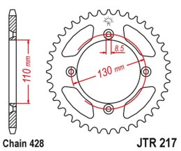JT ZĘBATKA TYLNA 249 52 HONDA CR80 '86-02', CR85 '03-07' (24952JT) (ŁAŃC.428)