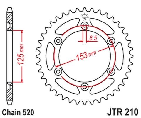 JT ZĘBATKA TYLNA 289 40 HONDA CRF 230 '09-10,XR 250 '96-07, XR 400 '96-04 (28940JT) (ŁAŃC. 520) JT ZĘBATKA TYLNA 289 40 HONDA CRF 230 '09-10,XR 250 '96-07, XR 400 '96-04 (28940JT) (ŁAŃC. 520)
