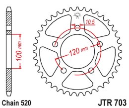 JT ZĘBATKA TYLNA 4396 43 APRILIA RS / TUONO 660 '21-'24, TOUNO FACTORY 660 '22, (439643JT) (ŁAŃC. 520) (OEM: CM306201)