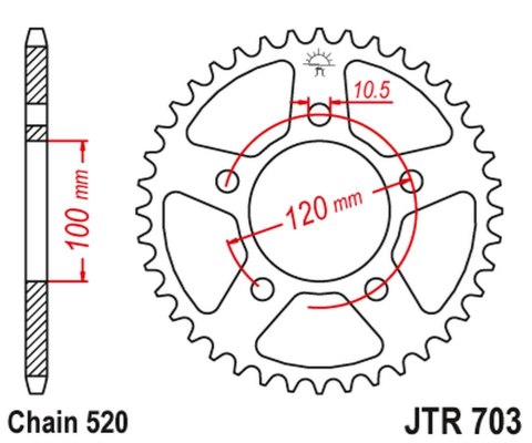 JT ZĘBATKA TYLNA 4396 43 APRILIA RS / TUONO 660 '21-'24, TOUNO FACTORY 660 '22, (439643JT) (ŁAŃC. 520) (OEM: CM306201)