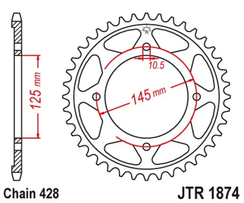 JT ZĘBATKA TYLNA 4482 56 YAMAHA XVS 125 DRAG STAR '00-04, XVS 250 DRAG STAR '01-04' (448256JT) (ŁAŃC. 428) JT ZĘBATKA TYLNA 4482 56 YAMAHA XVS 125 DRAG STAR '00-04, XVS 250 DRAG STAR '01-04' (448256JT) (ŁAŃC. 428)