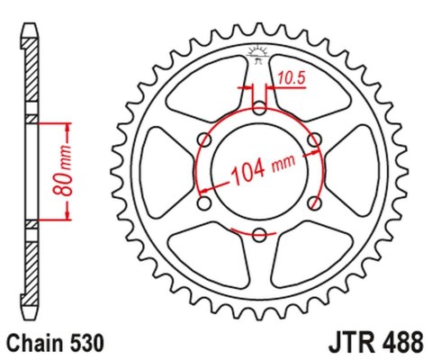 JT ZĘBATKA TYLNA 488 45 KAWASAKI ZXR750 J '91-'92 (48845JT) (ŁAŃC. 530) JT ZĘBATKA TYLNA 488 45 KAWASAKI ZXR750 J '91-'92 (48845JT) (ŁAŃC. 530)
