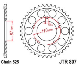 JT ZĘBATKA TYLNA 828 49 SUZUKI GSF 650 BANDIT '07-15, GSX 650 '08-16, GSF/GSX 400 BANDIT '90-92, SV 650 '99-13 (82849JT) (ŁAŃC. 