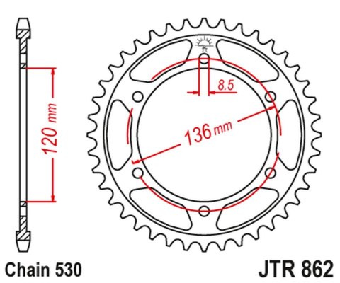 JT ZĘBATKA TYLNA 864 46 YAMAHA FZ 600 '86-88 (STD.46) XJ 600 '86-88, YX 600 RADIAN '88-90 (STD.+1) (86246JT) (ŁAŃC. 530) JT ZĘBATKA TYLNA 864 46 YAMAHA FZ 600 '86-88 (STD.46) XJ 600 '86-88, YX 600 RADIAN '88-90 (STD.+1) (86246JT) (ŁAŃC. 530)