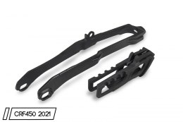 UFO KOMPLET ŚLIZG + PROWADNICA ŁAŃCUCHA HONDA CRF 250 R '20-'25 , CRF 250 RX '21-'25 , CRF 450 R / RX '19-'25 KOLOR CZARNY