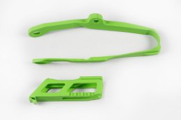 UFO KOMPLET ŚLIZG + PROWADNICA ŁAŃCUCHA KAWASAKI KXF 250 '17-20, KXF 450 '16-18, KOLOR ZIELONY