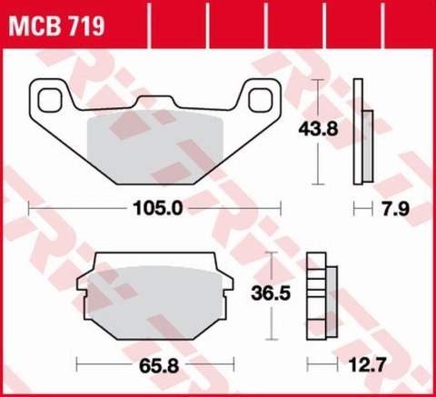 TRW ZF KLOCKI HAMULCOWE KH297 ORGANIC SACHS HUSKY 125 '97-, SYM HUSKEY 125 '99-'05, HUSKEY 150 '99-, PRZÓD