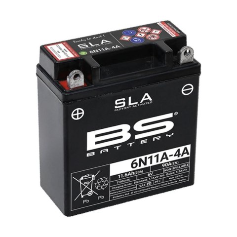 BS AKUMULATOR 6N11A-4A (FA) 6V 11AH 121X58X130 BEZOBSŁUGOWY - ZALANY (90A) (10) BS AKUMULATOR 6N11A-4A (FA) 6V 11AH 121X58X130 BEZOBSŁUGOWY - ZALANY (90A) (10)