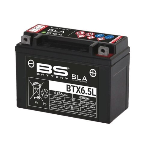 BS AKUMULATOR BTX6.5L (FA) (YTX6.5L) 12V 6.8AH 139X66X102 BEZOBSŁUGOWY - ZALANY (85A) (10) BS AKUMULATOR BTX6.5L (FA) (YTX6.5L) 12V 6.8AH 139X66X102 BEZOBSŁUGOWY - ZALANY (85A) (10)