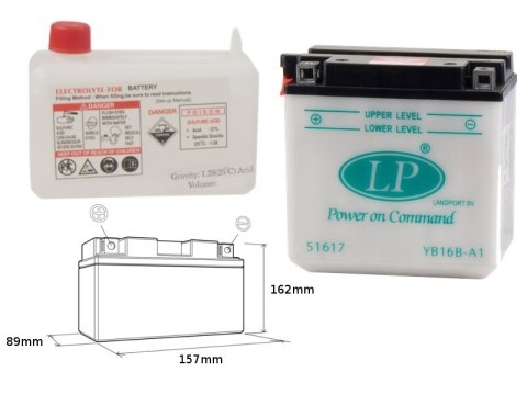 LANDPORT AKUMULATOR YB16B-A1 (MD LB16B-A1) (160X90X158) OBSŁUGOWY - ELEKTROLIT OSOBNO (2) UE2019/1148 LANDPORT AKUMULATOR YB16B-A1 (MD LB16B-A1) (160X90X158) OBSŁUGOWY - ELEKTROLIT OSOBNO (2) UE2019/1148