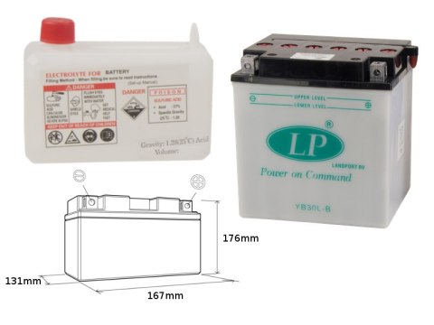LANDPORT AKUMULATOR YB30L-B (MD LB30L-B) 12V 30AH 168X132X176 HARLEY DAVIDSON, POLARIS 600/700 OBSŁUGOWY - ELEKTROLIT OSOBNO (4) LANDPORT AKUMULATOR YB30L-B (MD LB30L-B) 12V 30AH 168X132X176 HARLEY DAVIDSON, POLARIS 600/700 OBSŁUGOWY - ELEKTROLIT OSOBNO (4)