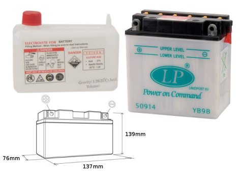 LANDPORT AKUMULATOR YB9-B (MD LB9B) 12V 9AH 137X76X140 (12N9-4B-1) OBSŁUGOWY - ELEKTROLIT OSOBNO (4) UE2019/1148 LANDPORT AKUMULATOR YB9-B (MD LB9B) 12V 9AH 137X76X140 (12N9-4B-1) OBSŁUGOWY - ELEKTROLIT OSOBNO (4) UE2019/1148