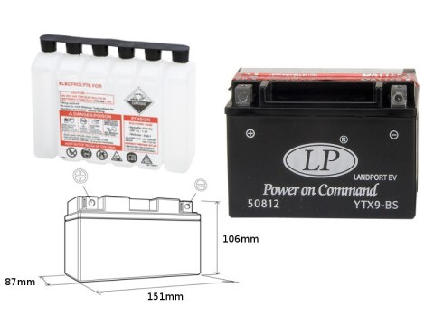 LANDPORT AKUMULATOR YTX9-BS (MA LTX9-BS) 12V 8AH 152X88X106 BEZOBSŁUGOWY - ELEKTROLIT OSOBNO (6) UE2019/1148 LANDPORT AKUMULATOR YTX9-BS (MA LTX9-BS) 12V 8AH 152X88X106 BEZOBSŁUGOWY - ELEKTROLIT OSOBNO (6) UE2019/1148