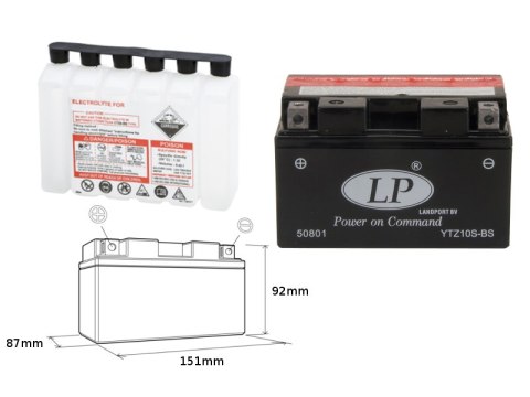 LANDPORT AKUMULATOR YTZ10S-BS (MA LTZ10S-BS) 12V 8,5AH 151X87X94 BEZOBSŁUGOWY - ELEKTROLIT OSOBNO (6) UE2019/1148 LANDPORT AKUMULATOR YTZ10S-BS (MA LTZ10S-BS) 12V 8,5AH 151X87X94 BEZOBSŁUGOWY - ELEKTROLIT OSOBNO (6) UE2019/1148
