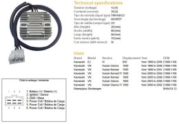 DZE REGULATOR NAPIĘCIA KAWASAKI W 650 '99-'05; VN 1500 VULCAN '96-'08; VN 1600 '00-'08 (21066-1106) (ESR264) (SH541G-12)