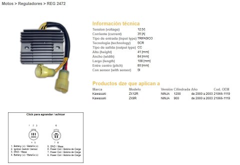 DZE REGULATOR NAPIĘCIA KAWASAKI ZX 9R '00-'03; ZX 12R '00-'03 (35A) (21066-1119) (ESR516) DZE REGULATOR NAPIĘCIA KAWASAKI ZX 9R '00-'03; ZX 12R '00-'03 (35A) (21066-1119) (ESR516)