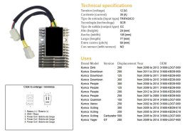 DZE REGULATOR NAPIĘCIA KYMCO XCTING 250/500 '06-'11; DINK 200 '06-'13; PEOPLE 125/200/250 '07-'14 (ESR921)