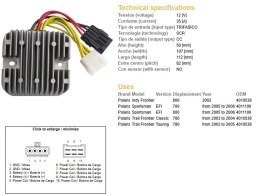 DZE REGULATOR NAPIĘCIA POLARIS SPORTSMAN EFI 700/780/800 '05-'06 (12V/35A) (4011100, 4010538) (ESR819)