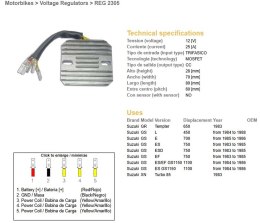DZE REGULATOR NAPIĘCIA SUZUKI GS 450L '84-'88; GS 700E '85-'86; GS 750ES/EF/ESD '83-'85; GS 1100ES/EF '84-'86; GR 650 TEMPTER '8